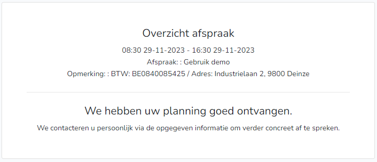 overzicht afspraak
